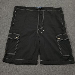 Vintage Kikwear Cargo Shorts Mens Medium Y2K Baggy Nylon Black Cargo Kik Wear